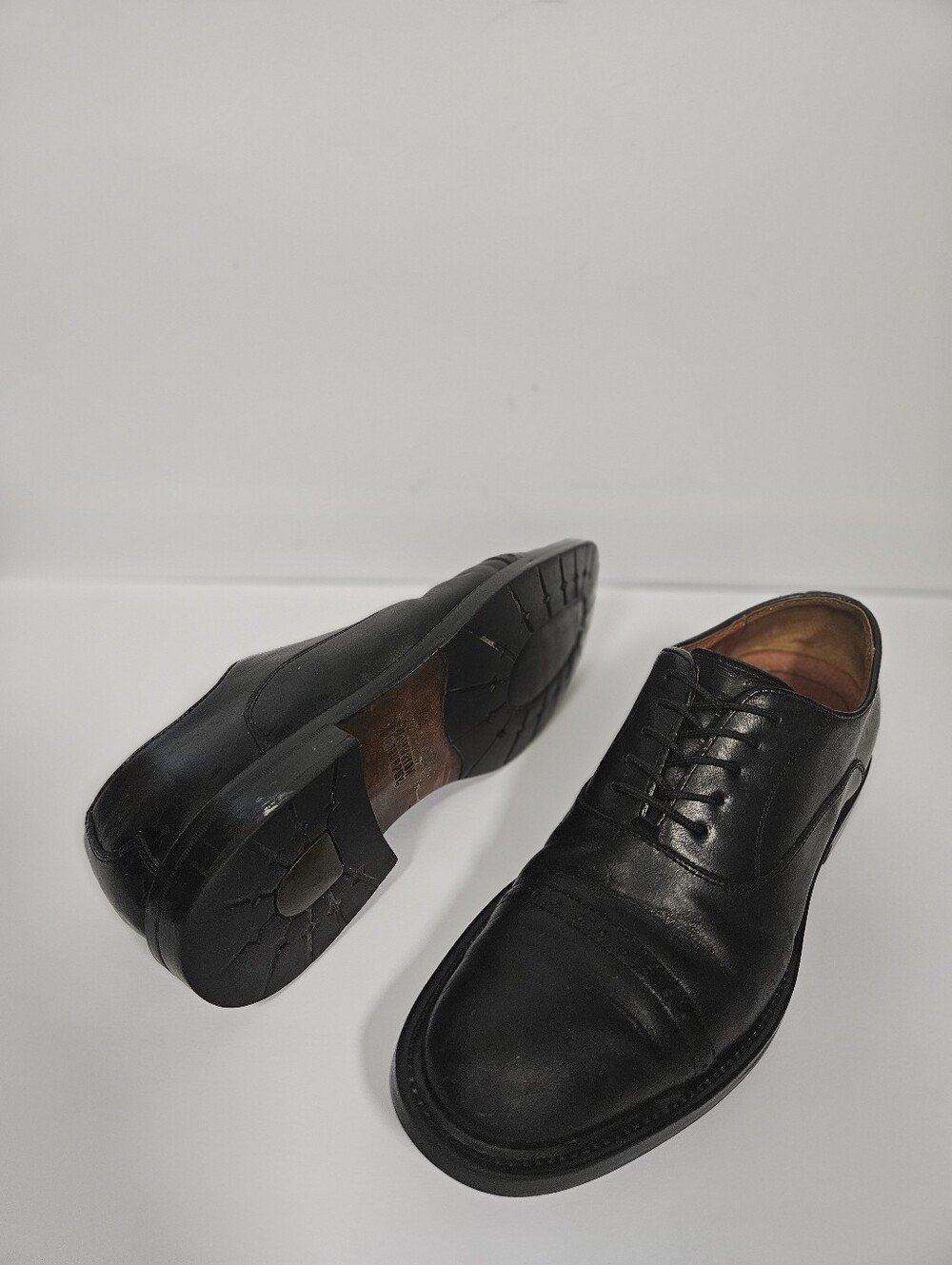 JOHNSTON & MURPHY MEN SHOE SIZE 10 M BLACK LEATHER MADE IN ITALY